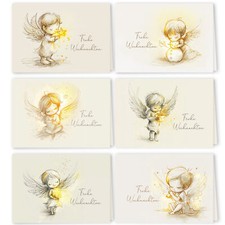 12x Weihnachtskarten Engel Set Klappkarten mit Umschlägen Karte "Himmlische Weih