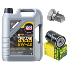 Motoröl Filter Set Liqui Moly 5W-40 5 Liter + Ölablassschraube für Audi A4 Avant