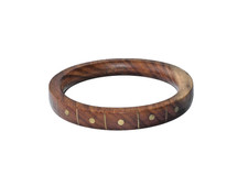 Alter Armreif - Holz mit Messing Intarsien - Vintage