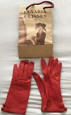 Handschuhe, Damen, Rot, Größe 7, Leder, Luvaria Ulisses