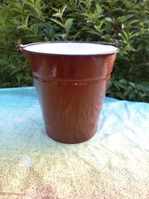 alter Eimer, Emailleeimer, Emaille, braun,weiß, Mülleimer 10 Liter, Nr.