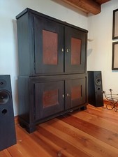 SCHRANK Einzelstück Unikat Schwarz Zweiteilig Biedermeier Stil Eigenbau Antik