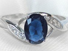 RING 925 Sterling SILBER Edelstein SAPHIR cz. blau oval Gr. 17, 19 edel