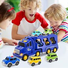 Polizei Truck Spielzeug Mit Sound & Lichteffekten LKW Transporter Autos 5 in 1