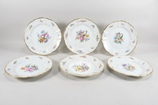 Q28R63- 6x Nymphenburg Porzellan Teller Blumenmalerei und Goldrand