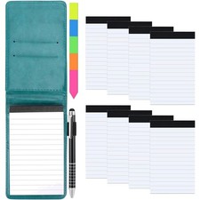 Mini Notizblock A7 Set 11 Stück, Mini Notizbuch mit 8 Ersatzblöcke, PU  Schwa...