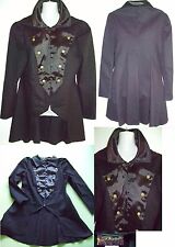  Phaze Damen Frack Gehrrock Gothic Edel Satinkragen Zipper Tailliert Puffärmel M