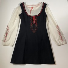 Vintage Dirndl Vintage Dirndl mit Bluse Schwarz Creme Trachtenbluse -Schurwolle 