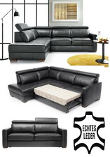 PREMIUM ECHTLEDER WOHNLANDSCHAFT ECKSOFA IN L-FORM 3 SITZER SOFA SESSEL FARBEN !