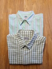 2 x Herren(unisex) Hemden Gr. M Pepe + Cecil grün/ weiß/grau Retro-Look/ Vintage