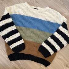 Neu Pullover One More Story M 38 Grobstrick Sportlich Geringelt Gestreift boxy 