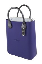 O BAG schicke Damentasche OS blau Doppelgriffe Innentasche Mini Tote eckiges Logo *