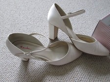 Hochzeitsschuhe Brautschuhe Gr. 38 Weiß Ivory Pumps Blockabsatz Rainbow