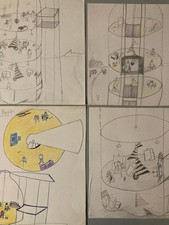 Paket 4 Zeichnungen Bleistift