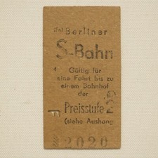 Berliner S-Bahn Fahrkarte Preisstufe 2 Pappe DR Fahrschein Preisgruppe Billetts