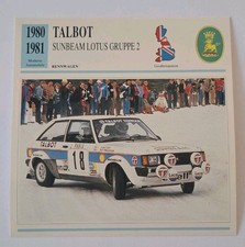 Talbot Sunbeam Lotus - 1980-1981 - Geschichte & Technische Daten - Karte