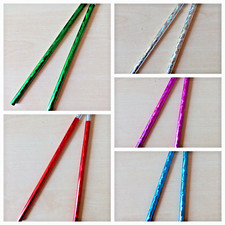 2 Bleistifte Glitzerfolie mit Radiergummi grün rot silber pink blau