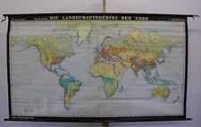 Schulwandkarte schöne alte Weltkarte Landschaftsgürtel 209x121 vintage map 1967