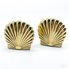 2er Set Vintage PARTYLITE Muschel-Kerzenhalter aus Metall, Gold | 3x3cm