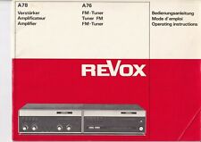 Bedienungsanleitung-Operating Instructions für Revox A 78,A 76 