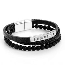 Herren Armband Schwarz Leder