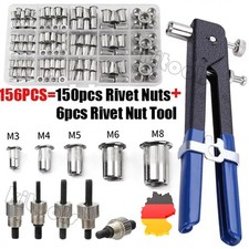 150-tlg Einnietmutter Blindnietmutter Einziehmutter Nietmutter Edelstahl M3-M8