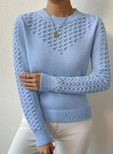 Pointelle strickpullover mit - pointelle,