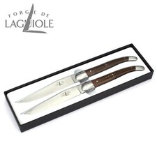 Forge de Laguiole - Zwei Original Steakmesser - Fossile Mooreiche - Tafel-Messer