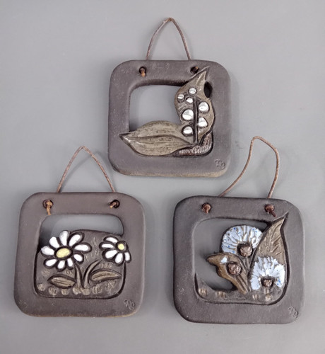 3er set keramik - wandbilder, 3d
