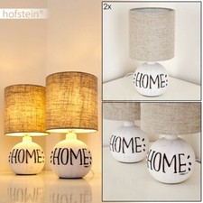 2er Set Wohn Schlaf Raum Beleuchtung Retro Nacht Tisch Lese Lampen Keramik Stoff