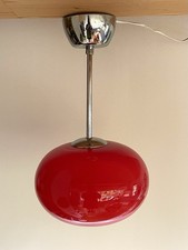vintage Deckenleuchte Glas Chrom rot space age 70er Jahre pop art Lampe