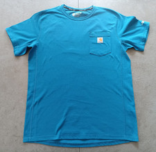 Carhartt Force T-Shirt Brusttasche Herren Oberteil Shirt M Baumwolle Hell Blau