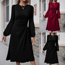 Damen Langarm Midikleid