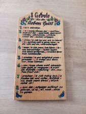 Vintage Holz Deko Schild "8 Gebote für den lieben Gast" Diele/HausEingang/Flur