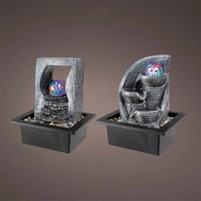 Lumineo - Zimmerbrunnen LED mit Glaskugel Springbrunnen bunte LED Felsen Optik