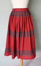 Trachtenrock Rock rot wadenlang Ethno Hippie 100% Wolle warm Größe 40 L