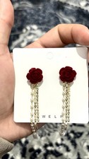 Rote Kamelie Blume Ohrringe