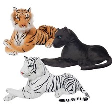 BRUBAKER Plüsch Tiger Weiß o Braun / Panther Schwarz 45 cm Kuscheltier Stofftier