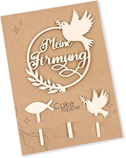 Holz Cake Topper Konfirmation Taube Fisch Tortendeko Junge Mädchen