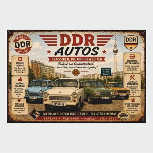 Blechschild ddr autos trabant - ddr,
