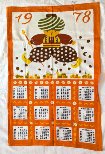 Vintage geschirrtuch kalender - vintage,
