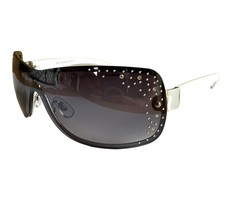 Sonnenbrille Damenbrille Weiß Lila mit Strasssteinen Trendy Brille Monoglas 33