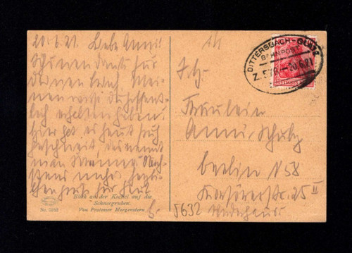 Bahnpost 1921 dittersbach - -, "dittersbach