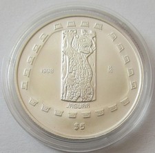 Mexiko 5 Pesos 1998 Präkolumbische Ära Jaguar 1 Oz Silber