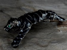 Brosche Metall Panther Raubkatze schwarz plastisch XXL - umwerfend & extravagant