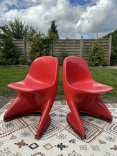 2 X Stühle Kinder Casalino Vintage Rot Gut Erhalten Space Age Era