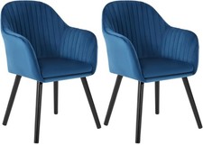 2x Esszimmerstühle Küchenstuhl Polsterstuhl Stuhl Stühle BlauSamt 259bl-2