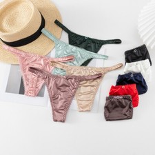 Damen Sexy Satin Lingerie G-String Tanga Slip Unterwäsche Höschen Slip Bikini