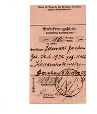 KZ-Post Einlieferungsschein von Litzmannstadt ins KZ Dachau 1940
