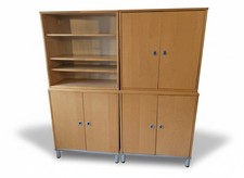 4x Büromöbel Büroschränke IKEA Effektiv 1x offen, 3x mit Türen, Birke-Variante